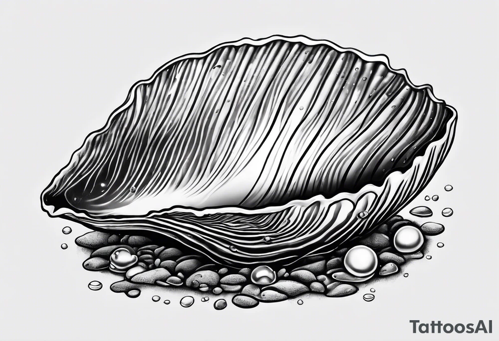 clam clam shell open with an Oster pearl inside underwater looking gorgeous tattoo idea