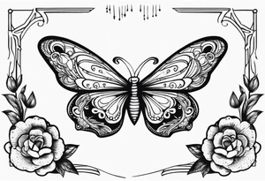 Borboleta coração com chama tattoo idea