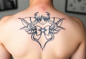 full color tattoo of sailor moon's full body, make it feminine and realistic tattoo idea