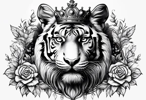 Tiger with 3 eyes and crown tattoo idea