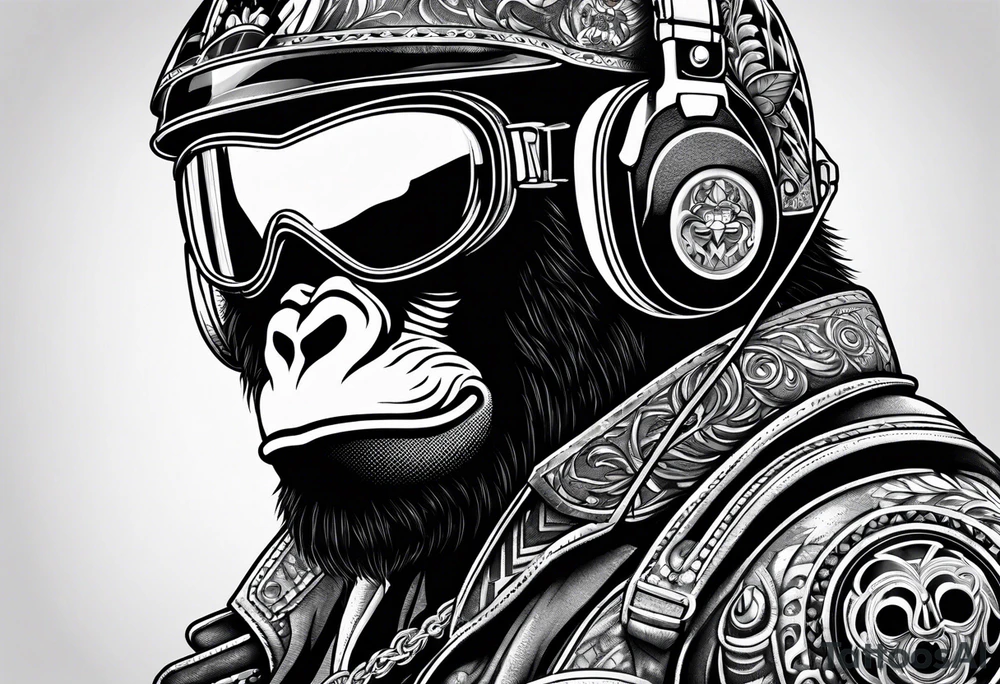 gorilla motorcycle microphone tattoo idea
