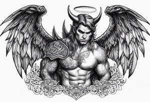 Devil with angel wings aggressive tattoo idea