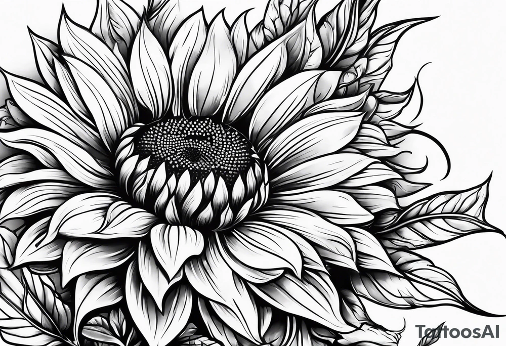 Flower fire and a sunflower tattoo idea