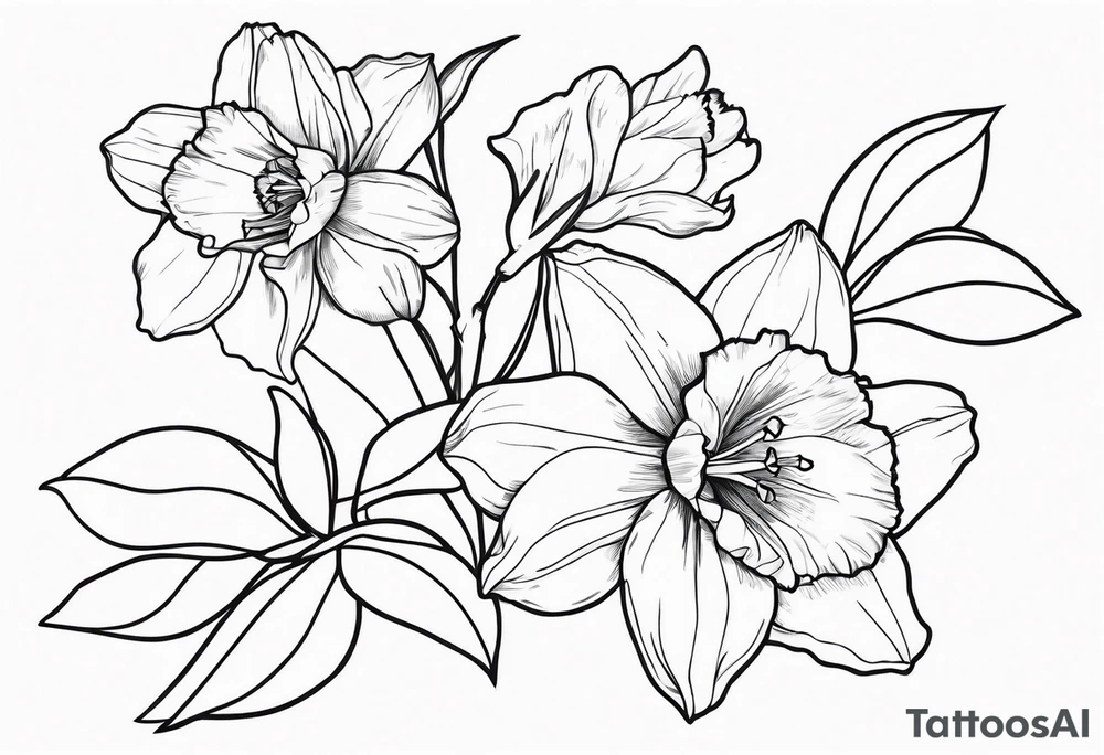 Daffodil birth flower chain tattoo idea