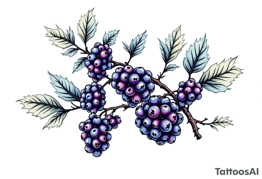 American traditional style Blackberry branch tattoo idea