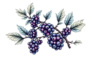 American traditional style Blackberry branch tattoo idea