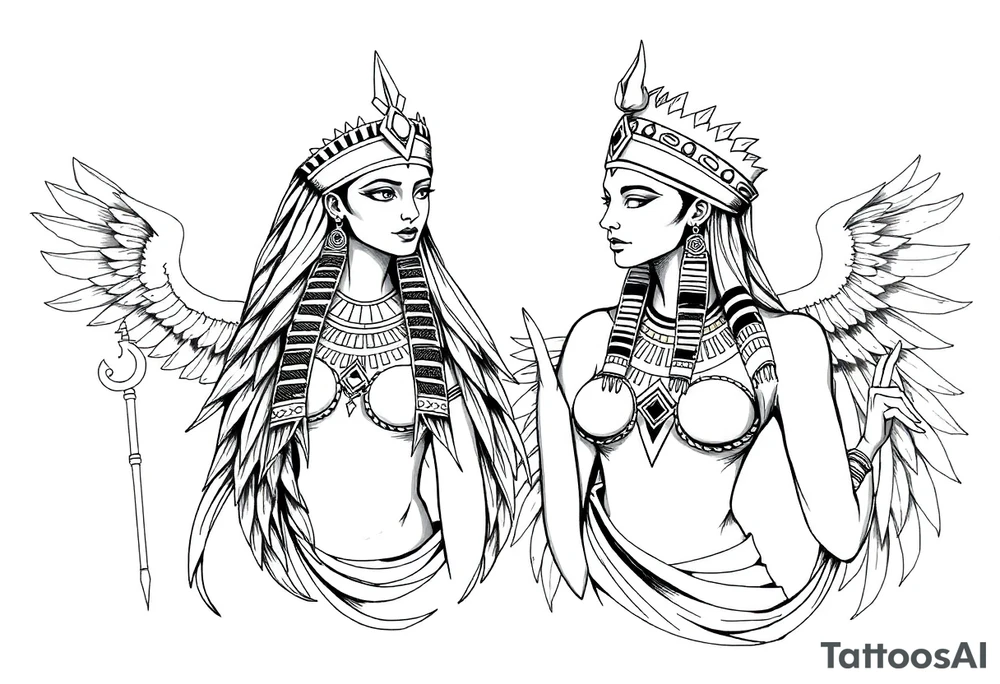 Egyptian goddesses tattoo idea