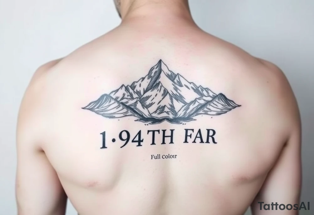 American traditional style with a mountain and HIMARs and the saying 1-94TH FAR FULL COLOR tattoo idea