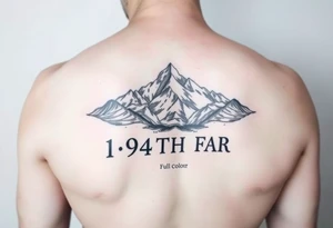 American traditional style with a mountain and HIMARs and the saying 1-94TH FAR FULL COLOR tattoo idea