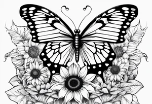 Butterfly, sunflower, book, fly, fish tattoo idea
