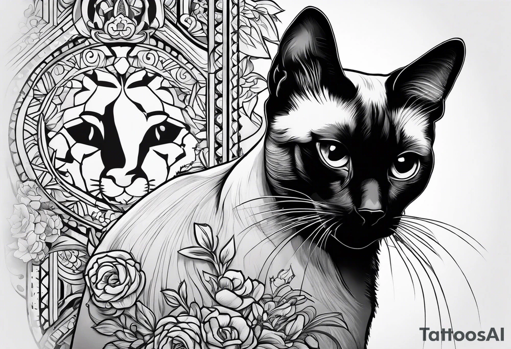 Siamese cat looking at a dog tattoo idea