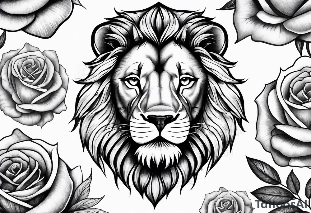 Lion and rose tattoo idea