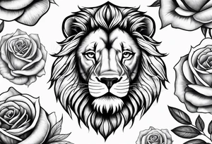 Lion and rose tattoo idea