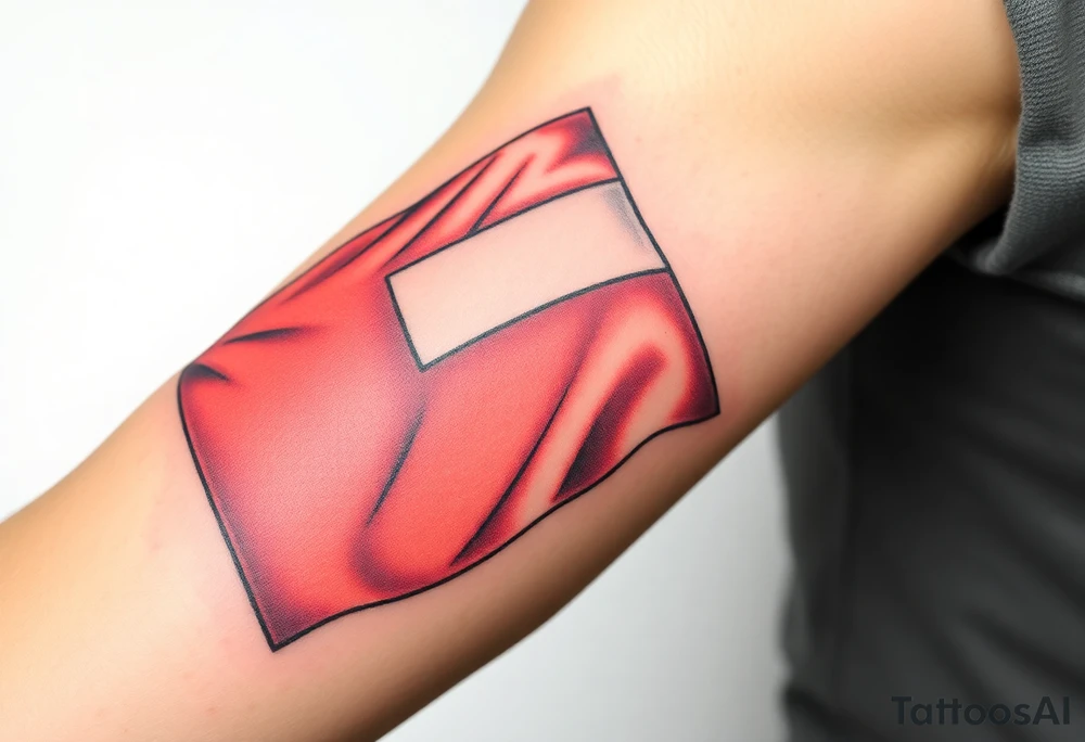 A waving Czech flag with realistic fabric texture tattoo idea