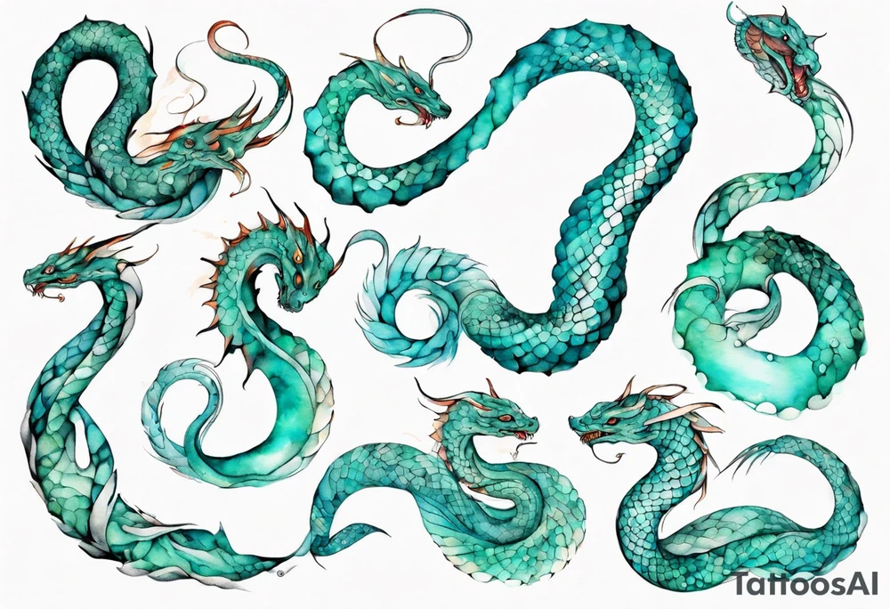 a beautiful turquoise seas serpent tattoo idea