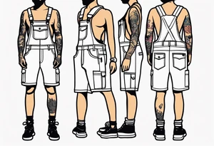 outlined overalls-shorts tattoo idea