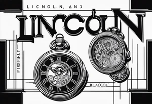 A mechanical birth watch with the name Lincoln and date tattoo idea