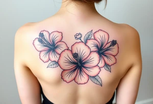 3 hibiscus flowers with flower decor tattoo idea
