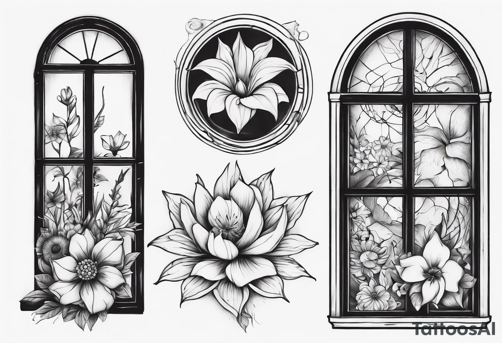 flower in a window tattoo idea