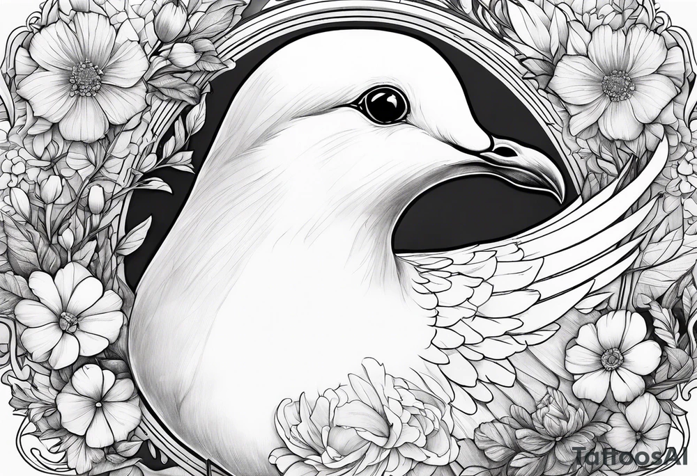 dove,flowers,design tattoo idea