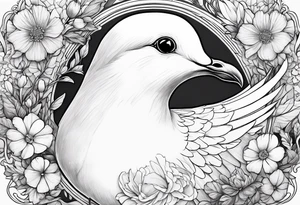 dove,flowers,design tattoo idea