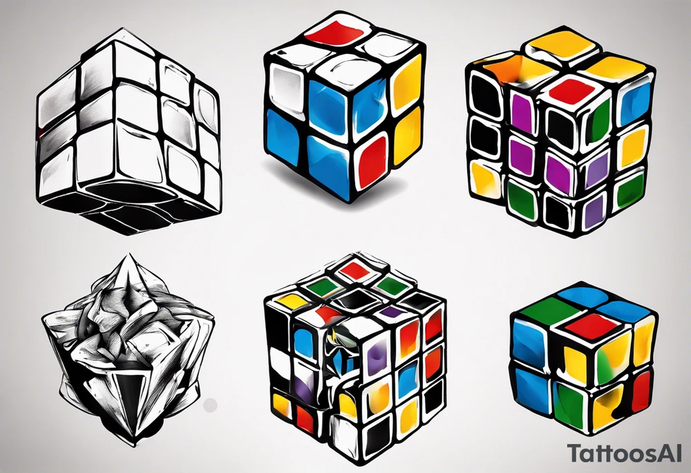 rubiks cube reprosenting perspective tattoo idea