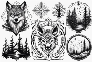 Full sholder, Nordic, forest, time, presence tattoo idea