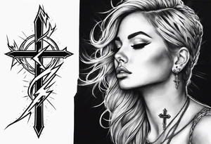 Lightning bolt through a cross tattoo idea