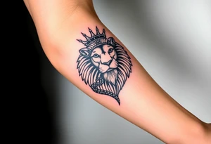 Majestic Lion with Egyptian crown and snake. More detailed tattoo idea