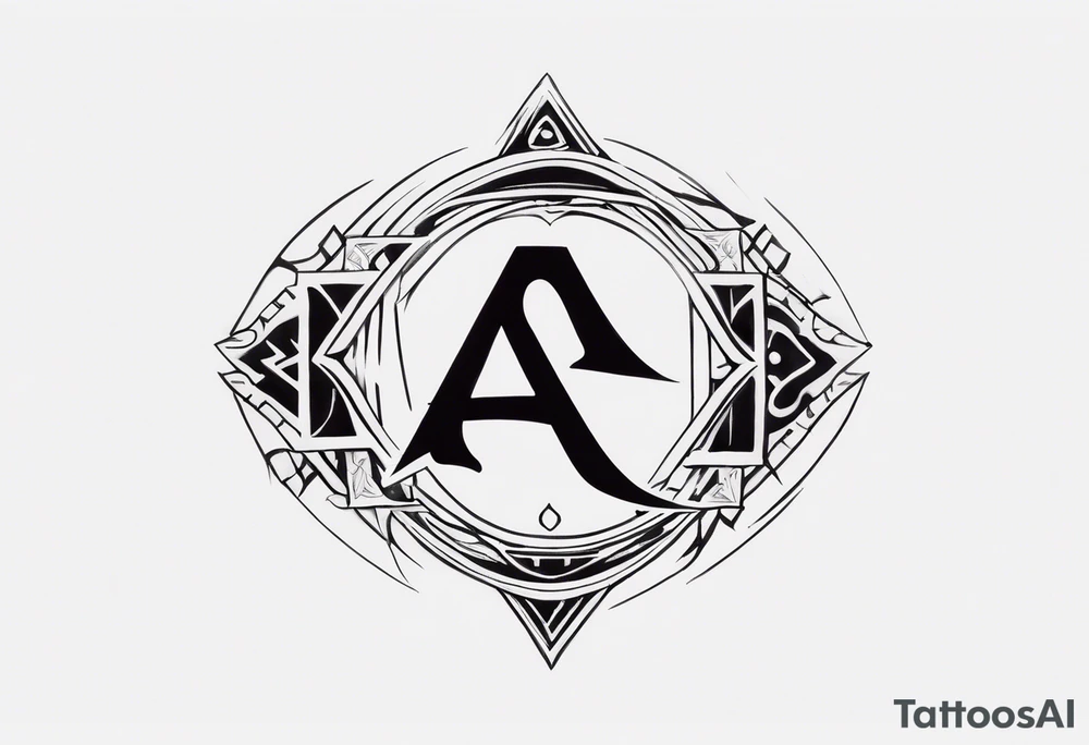 the letters A R in the middle of a ninja headband tattoo idea