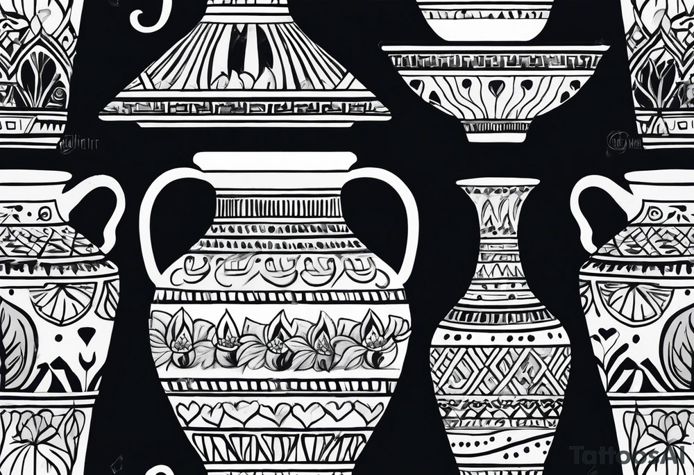 Egyptian pottery with leafy greens tattoo idea