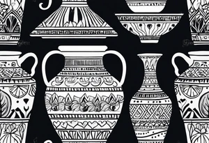 Egyptian pottery with leafy greens tattoo idea