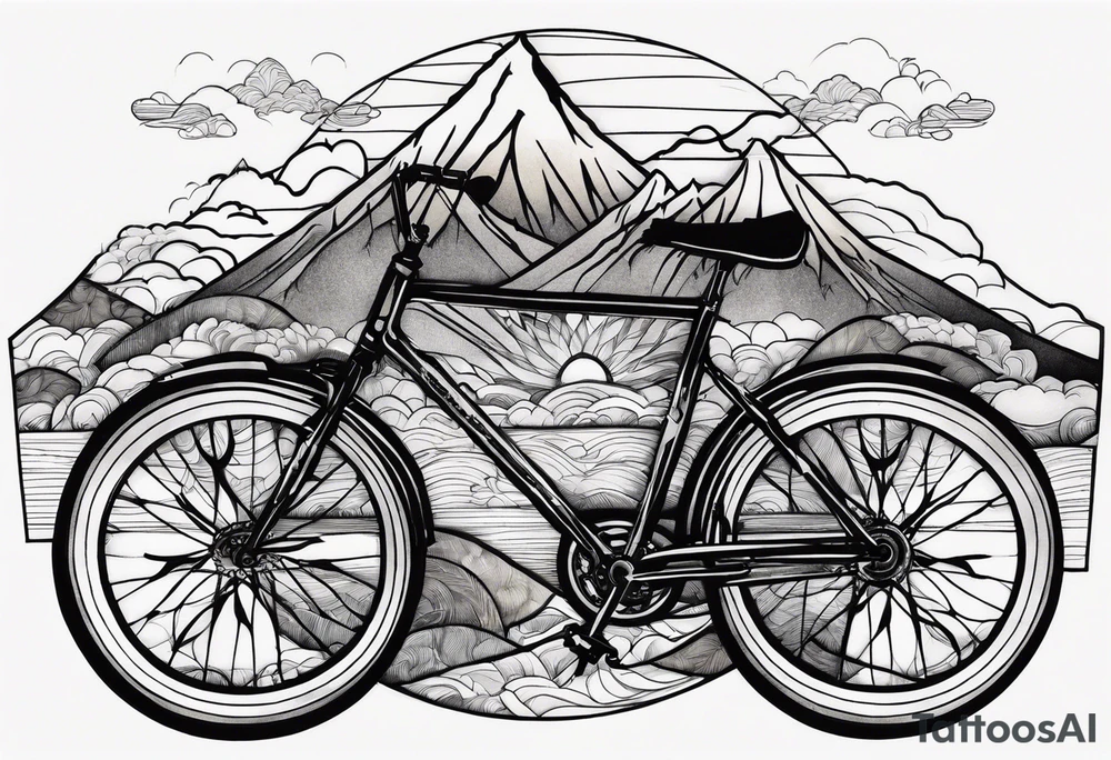 bicycle mountains tattoo idea