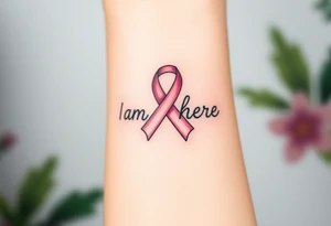 I am here pink ribbon hawaiian tattoo idea
