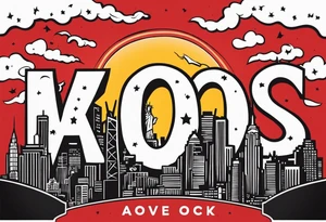 The New York skyline and the letters “A.O.” In the sky across tattoo idea