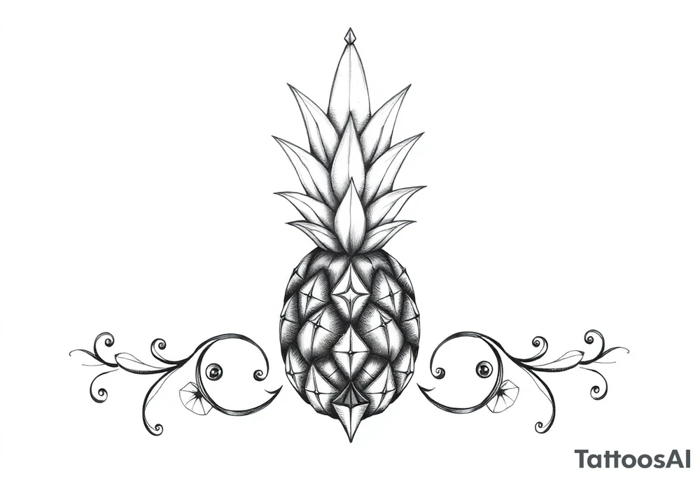 , pineapple, crown, diamonds, vagina, anus tattoo idea
