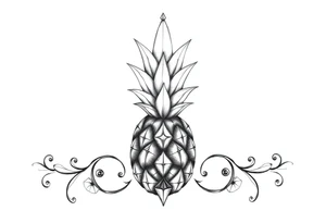 , pineapple, crown, diamonds, vagina, anus tattoo idea