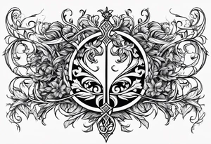 Leafy vines with sword tattoo idea