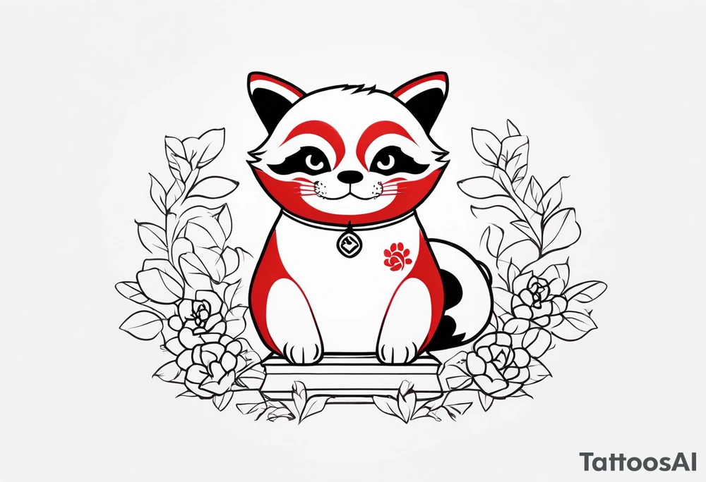 Red panda lucky cat tattoo idea
