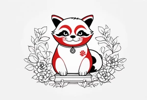 Red panda lucky cat tattoo idea