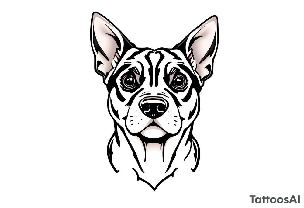 outline of a staffy dog ears tattoo idea