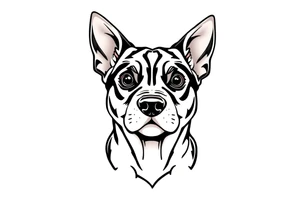 outline of a staffy dog ears tattoo idea