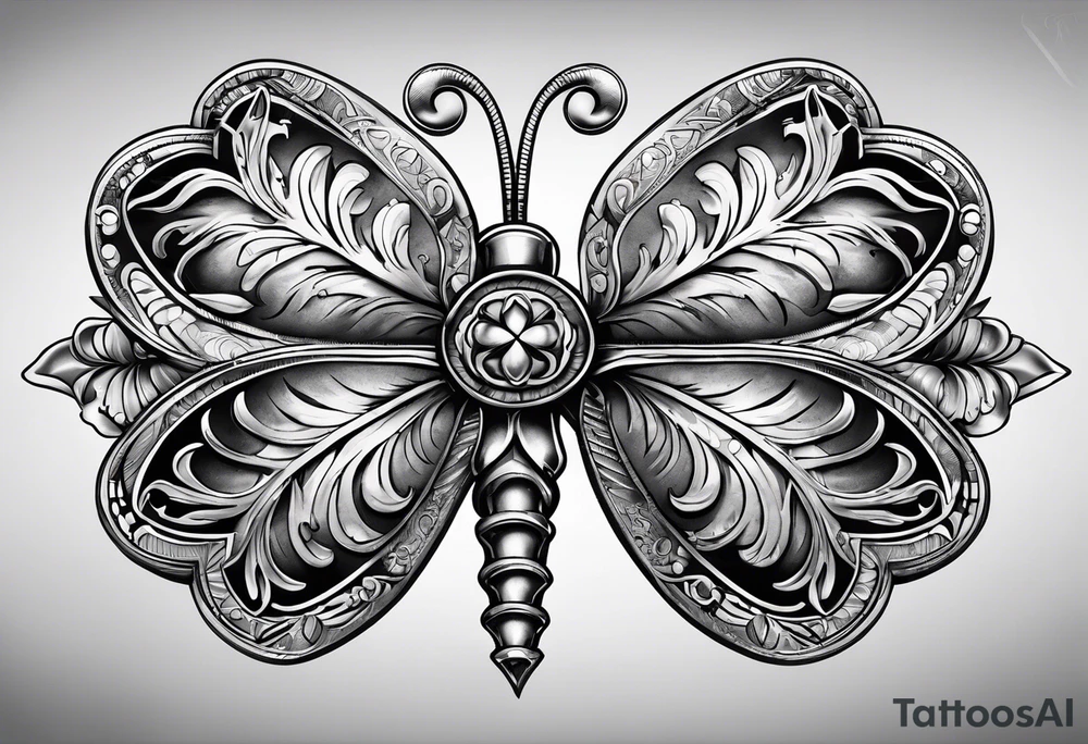 Mechanical Four leaf clover tattoo idea