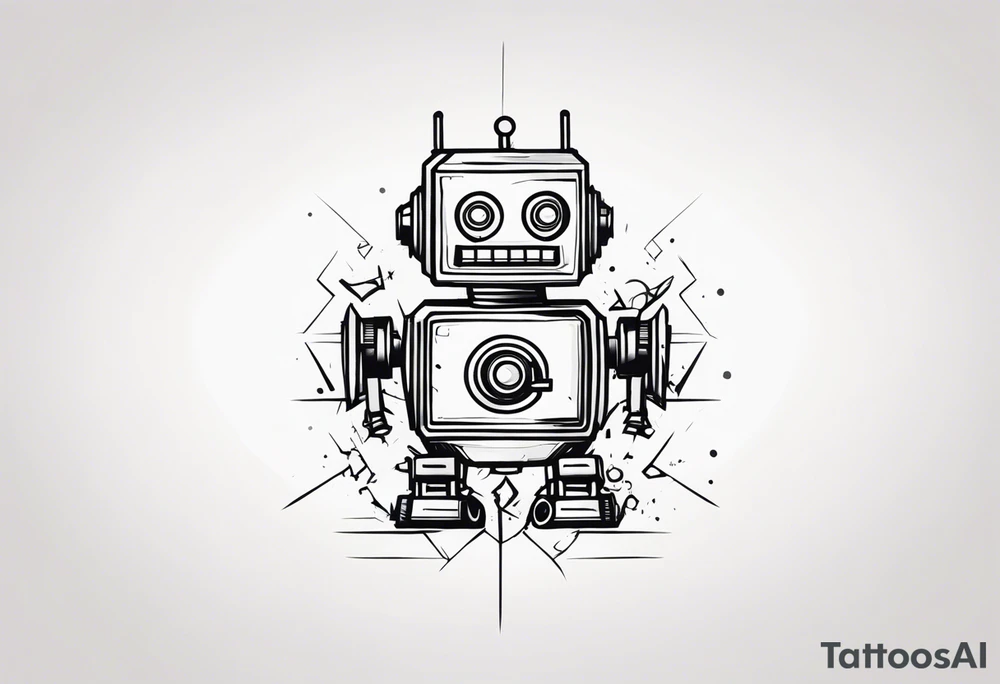 broken robot tattoo idea