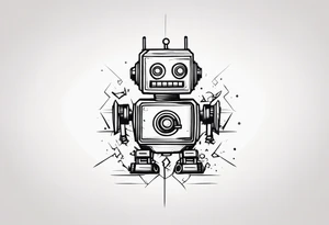 broken robot tattoo idea