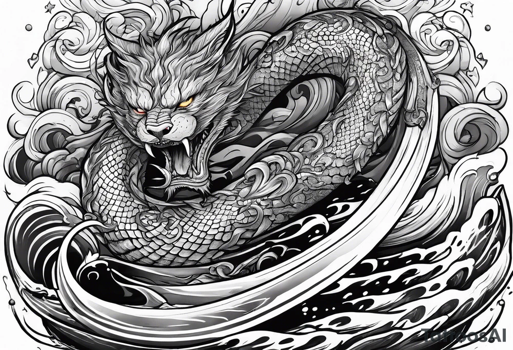 World serpent killing thor in the ocean tattoo idea