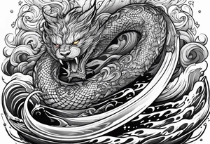 World serpent killing thor in the ocean tattoo idea