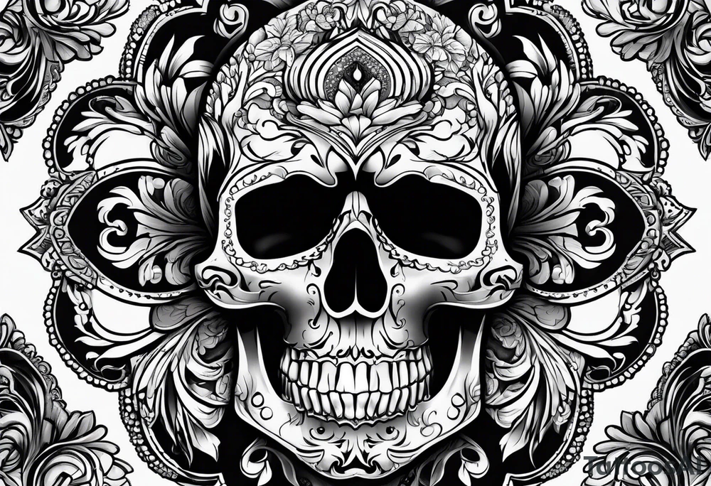 Skull with blue eyes tattoo idea