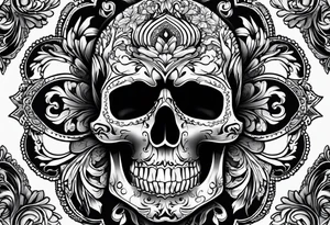 Skull with blue eyes tattoo idea