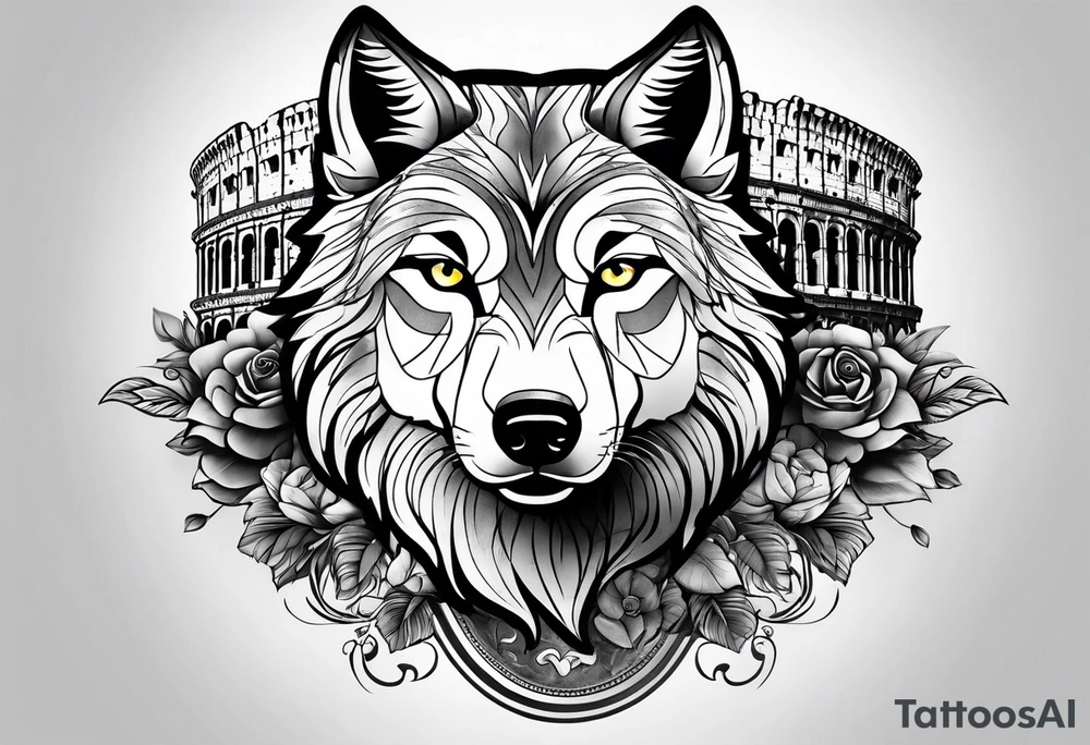 tattoo with a wolf and the Roman Colosseum. tattoo idea
